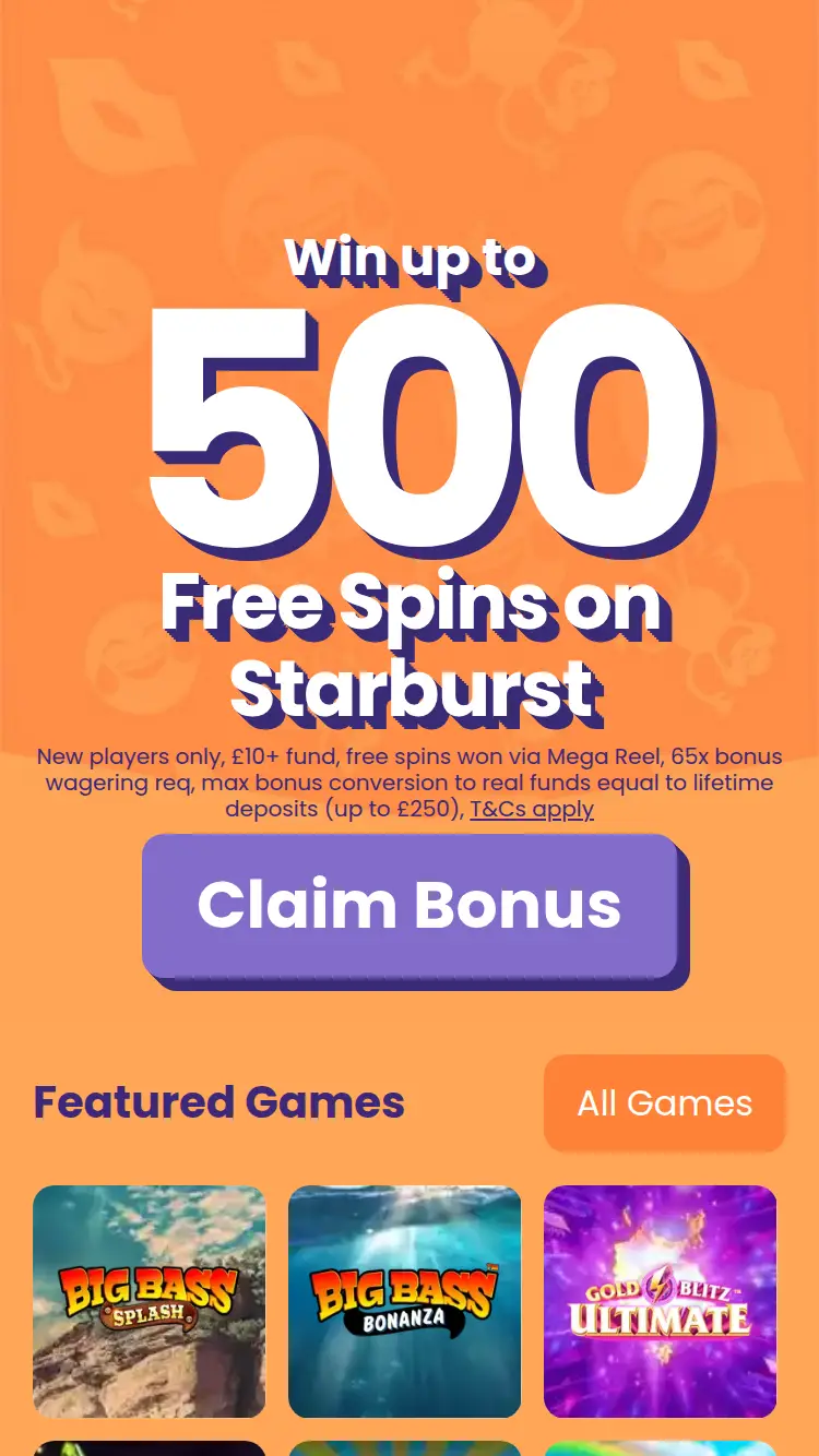 Cheeky Casino - homepage (mobile)