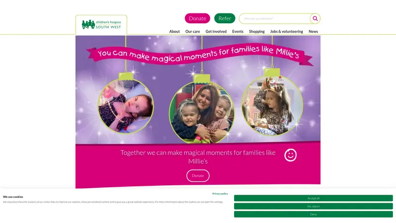 Children's Hospice South West - homepage (desktop)