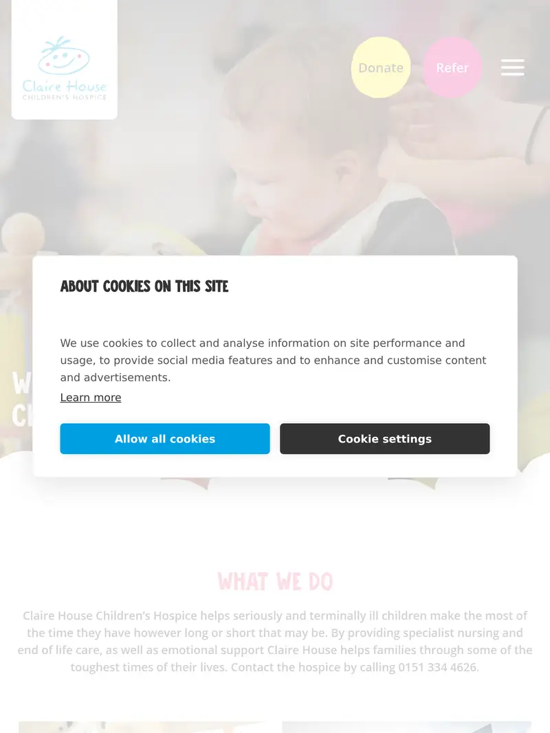 Clairehouse - homepage (tablet)