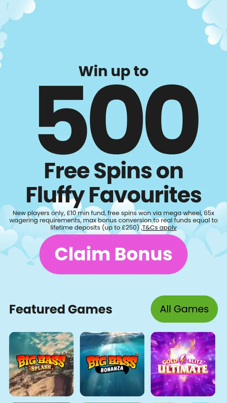 Clover Bingo - homepage (mobile)