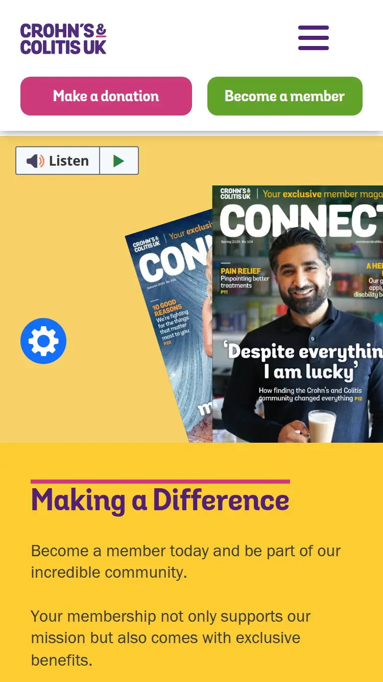 Crohns and Colitis - homepage (mobile)