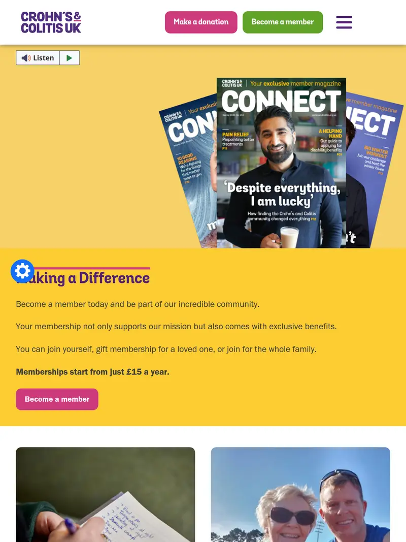 Crohns and Colitis - homepage (tablet)