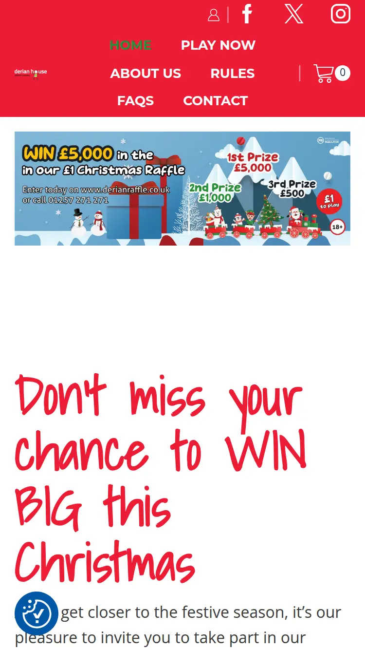 Derian Raffle - homepage (mobile)