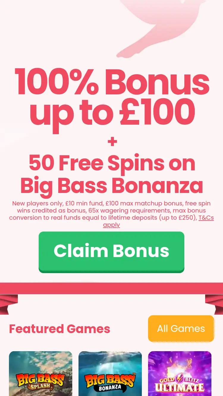 Dove Casino - homepage (mobile)