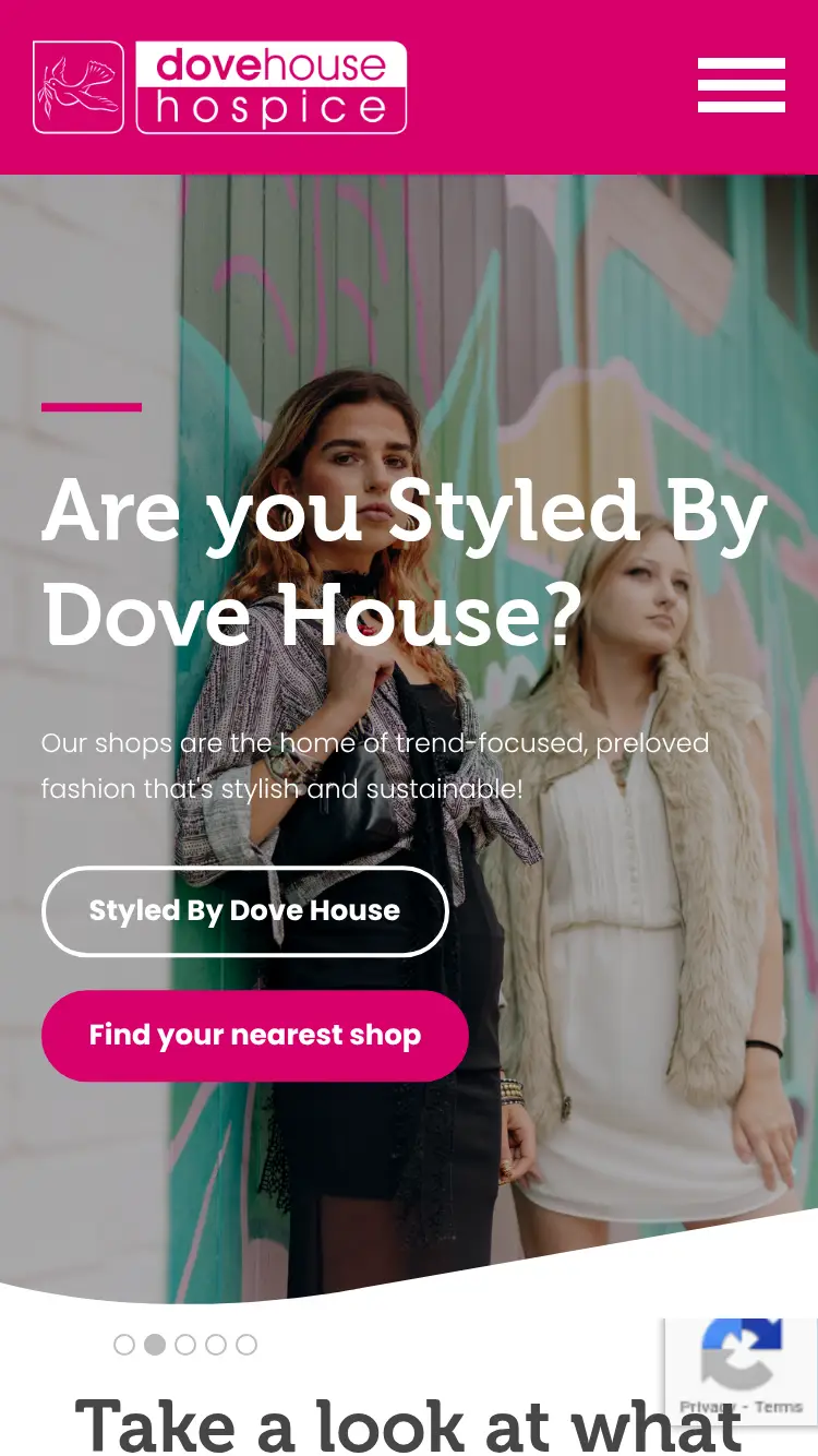 Dove House - homepage (mobile)