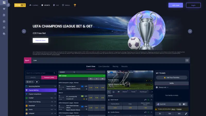 Dyno Bet - homepage (desktop)