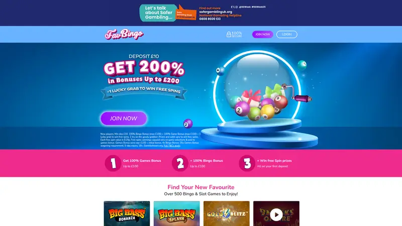 Fav Bingo - homepage (desktop)