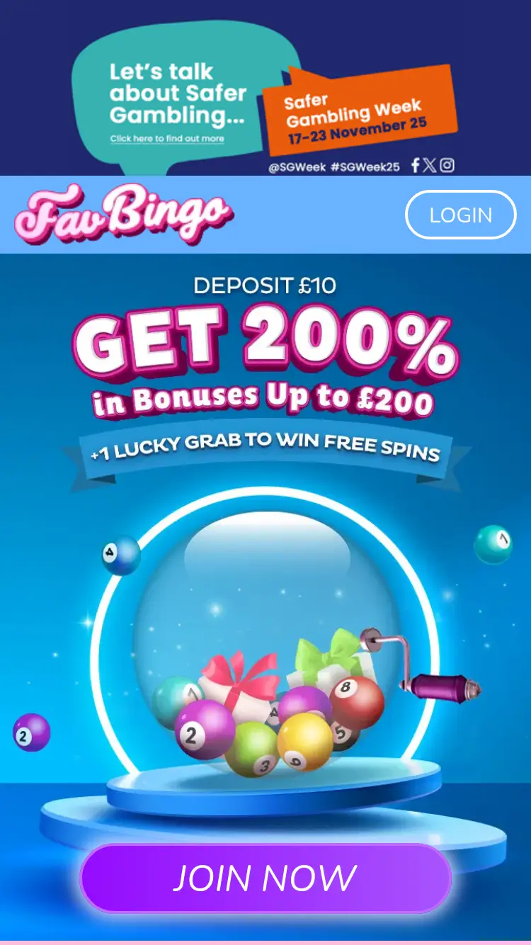 Fav Bingo - homepage (mobile)