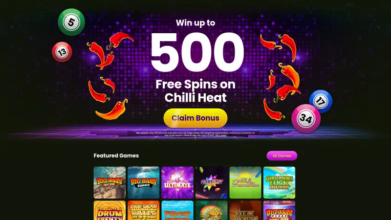 Fever Bingo - homepage (desktop)