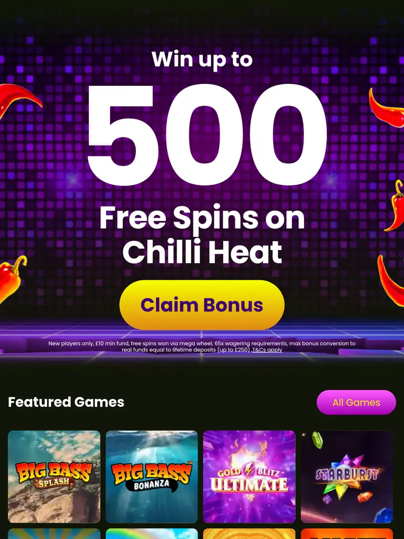 Fever Bingo - homepage (tablet)