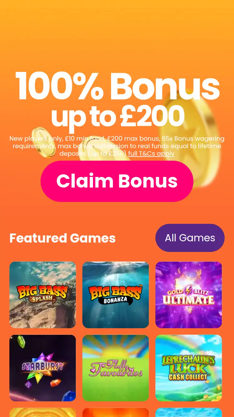 Fever Slots - homepage (mobile)