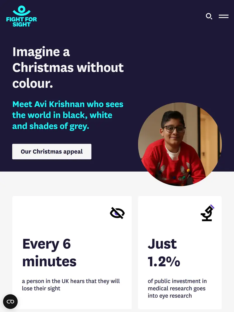 Fight for Sight - homepage (tablet)