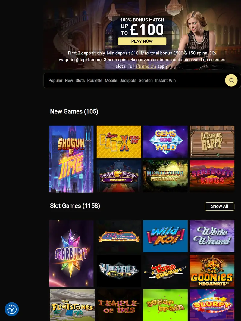 Fortune Mobile Casino - homepage (tablet)