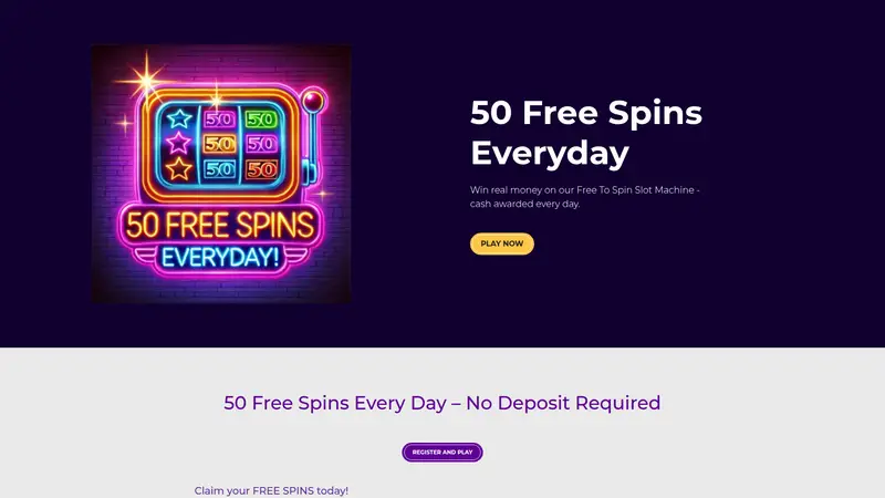 Free Daily Spins - homepage (desktop)