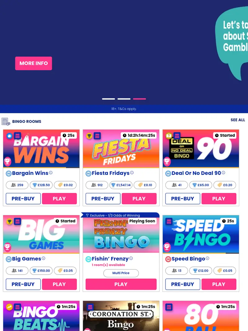 Gala Bingo - homepage (tablet)