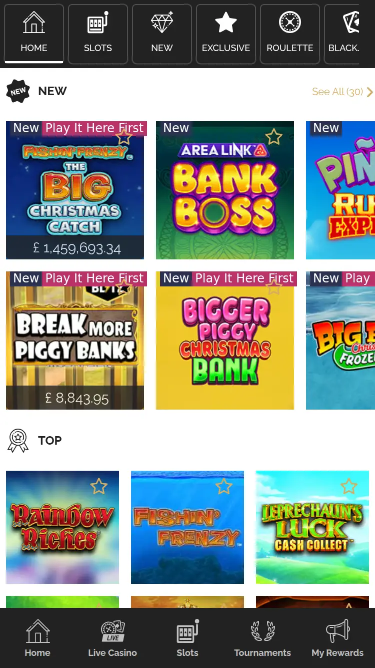 Gala Casino - homepage (mobile)