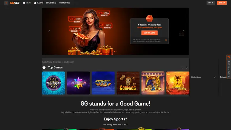 GG Bet - homepage (desktop)