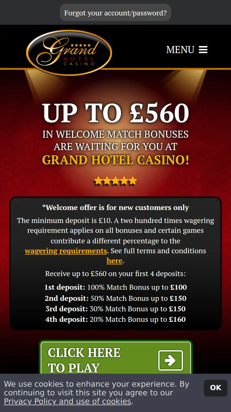 Grand Hotel Casino - homepage (mobile)