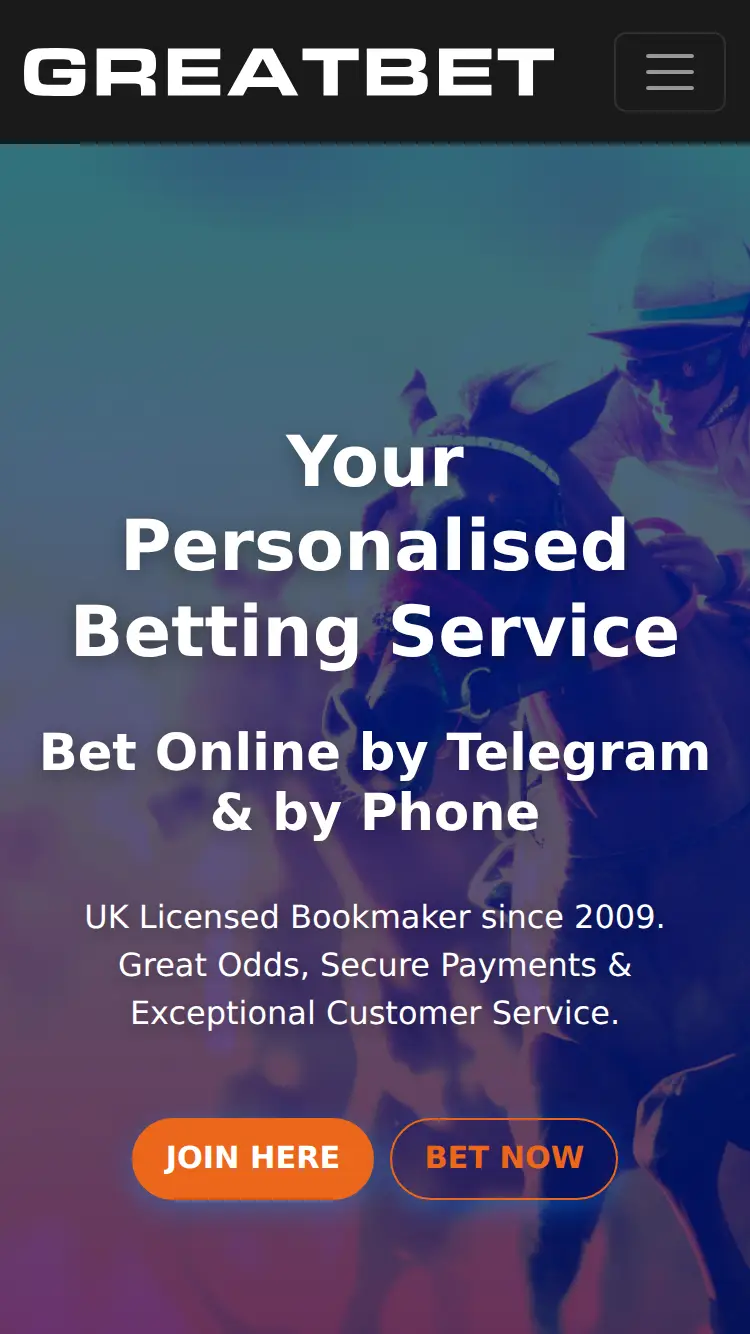 Great Bet - homepage (mobile)