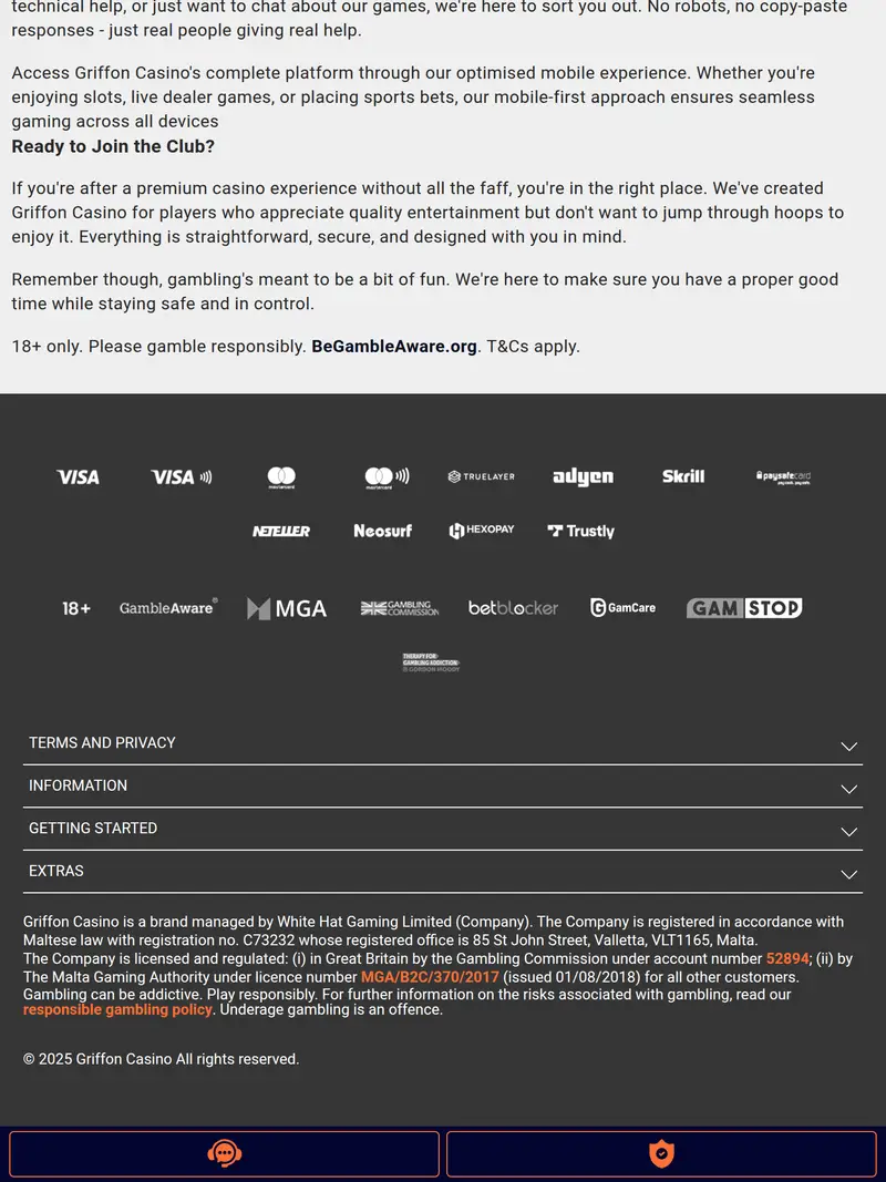 Griffon Casino - homepage (tablet)