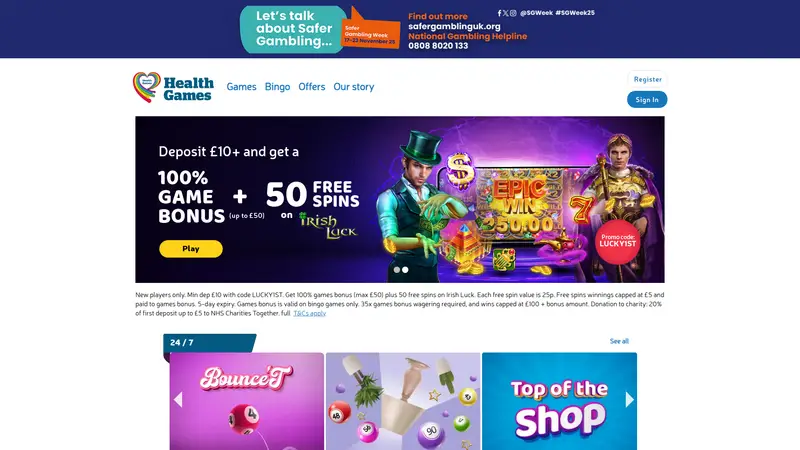 Health Games - homepage (desktop)