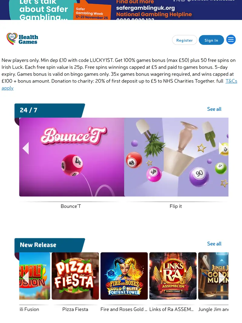 Health Games - homepage (tablet)