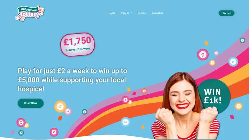 Hospiscare Lottery - homepage (desktop)