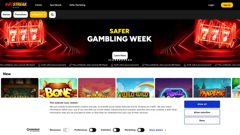 Hotstreak Casino - homepage (desktop)