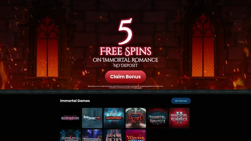 Immortal Wins - homepage (desktop)