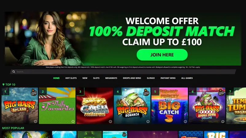 Ivy Casino - homepage (desktop)