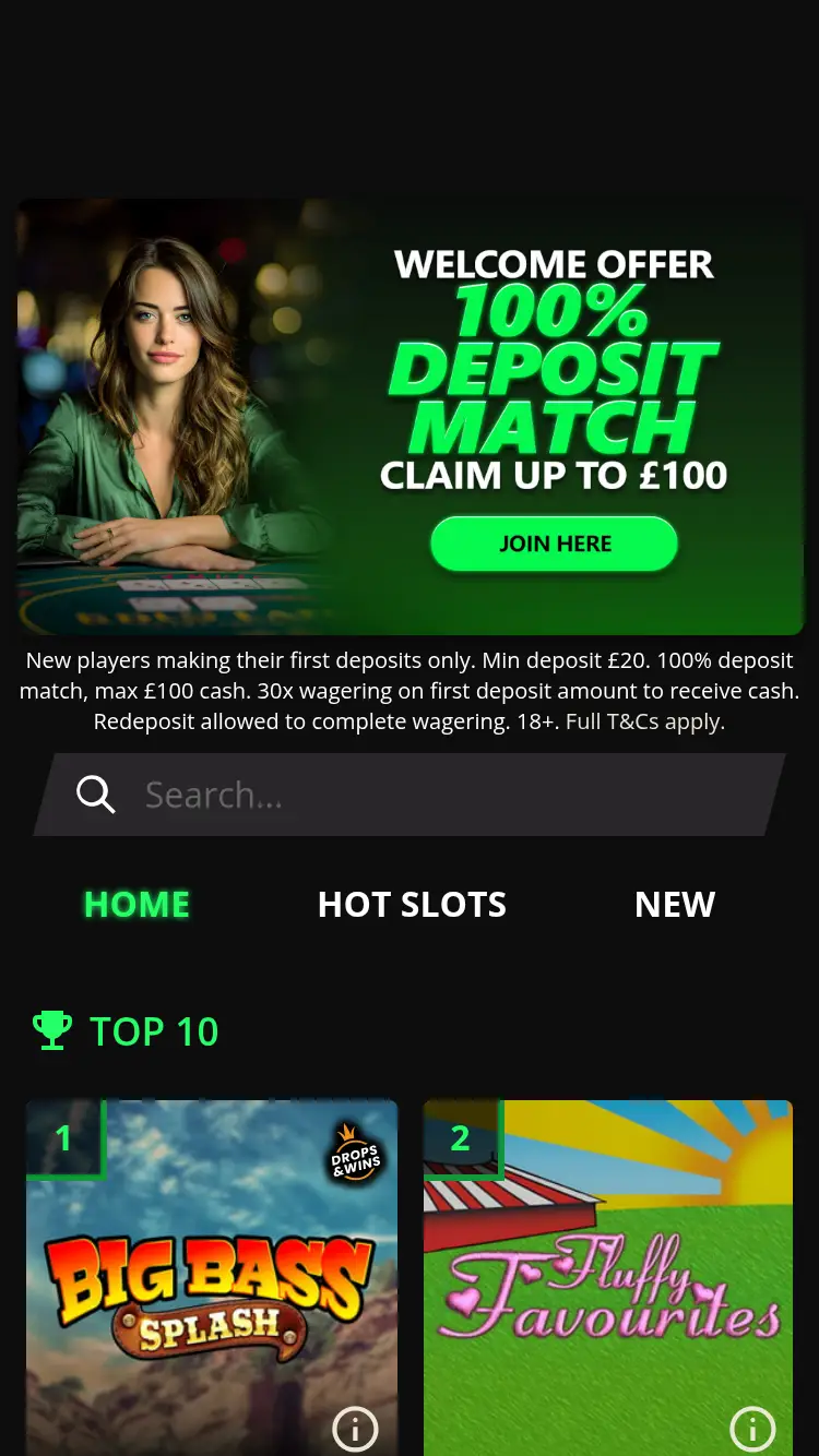 Ivy Casino - homepage (mobile)