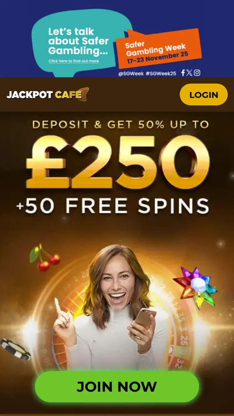 Jackpot Cafe - homepage (mobile)