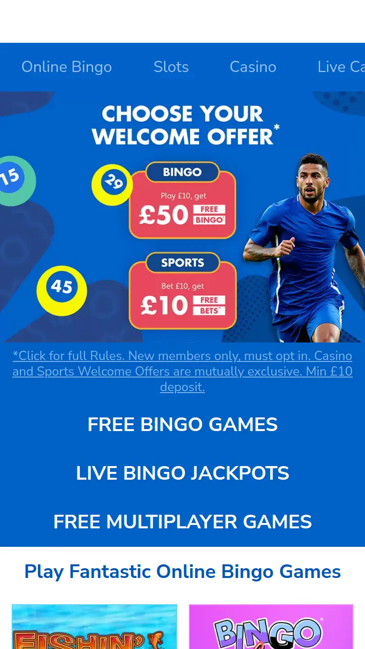 Jackpot Joy - homepage (mobile)