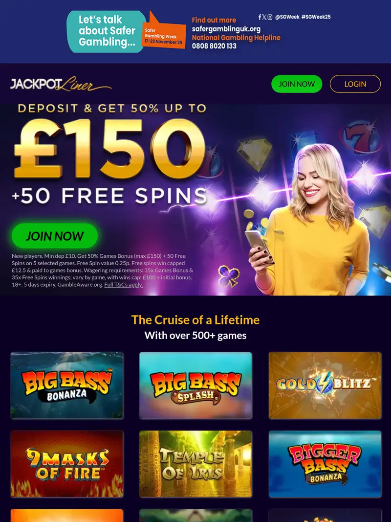 Jackpot Liner - homepage (tablet)