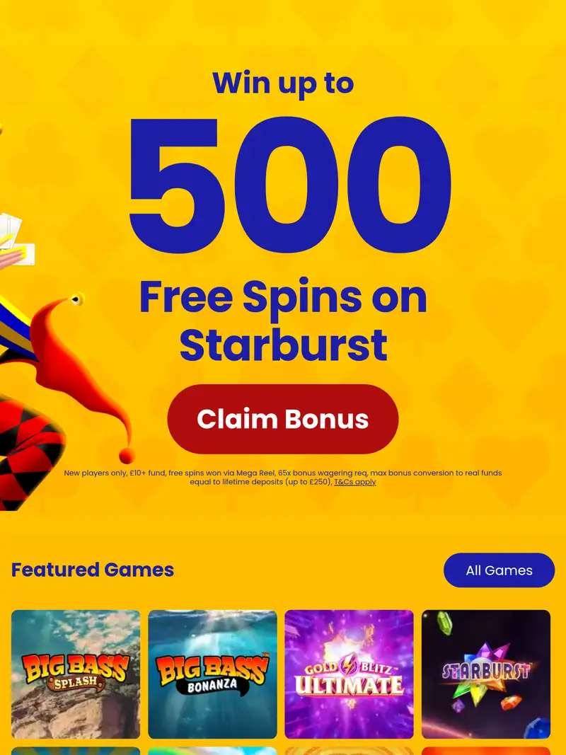 Joker Slots - homepage (tablet)