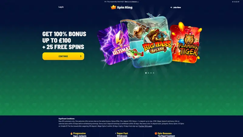 King Spin - homepage (desktop)