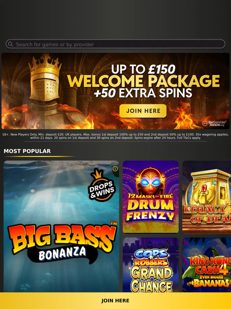 King Casino - homepage (tablet)