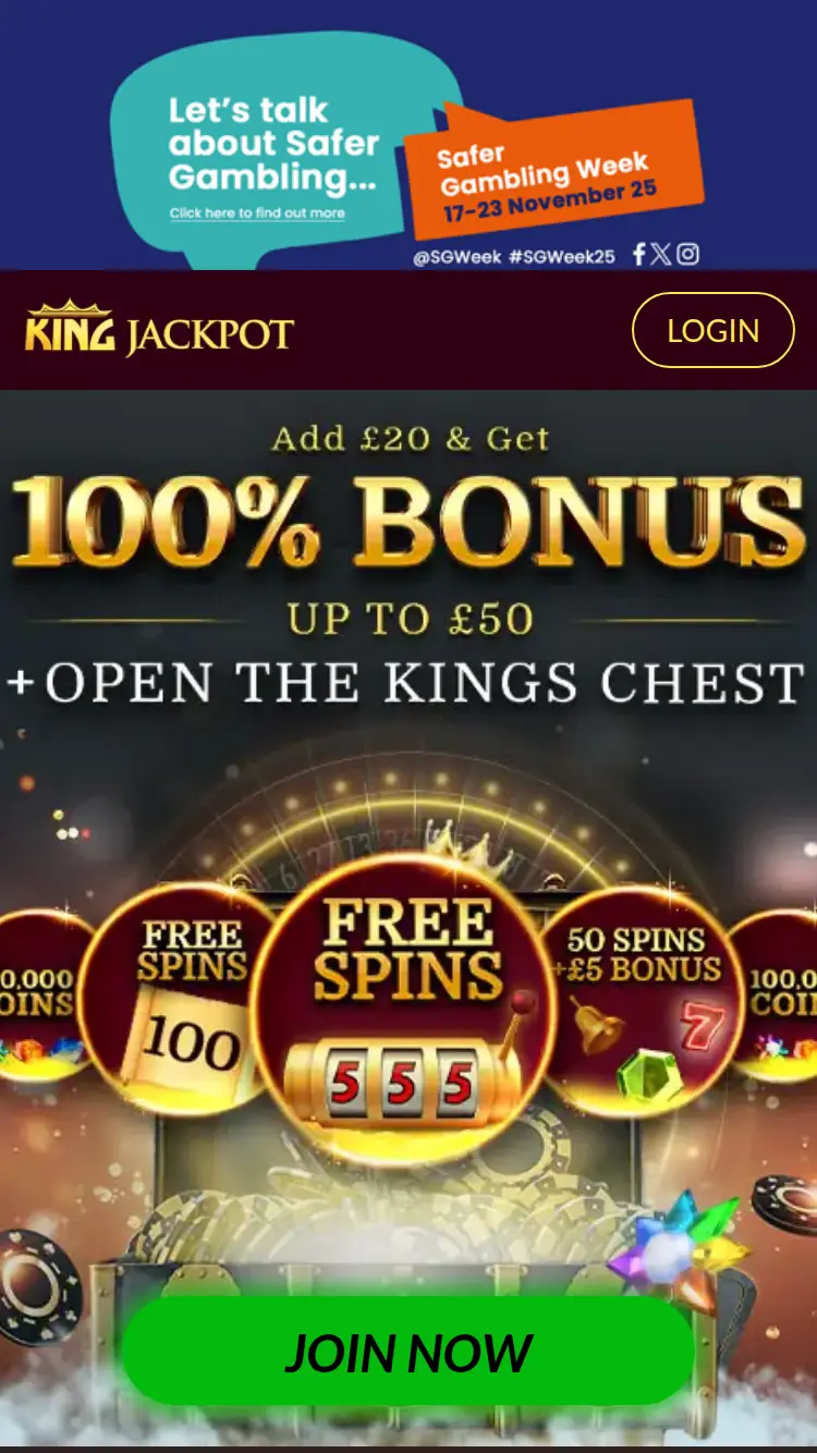 King Jackpot - homepage (mobile)