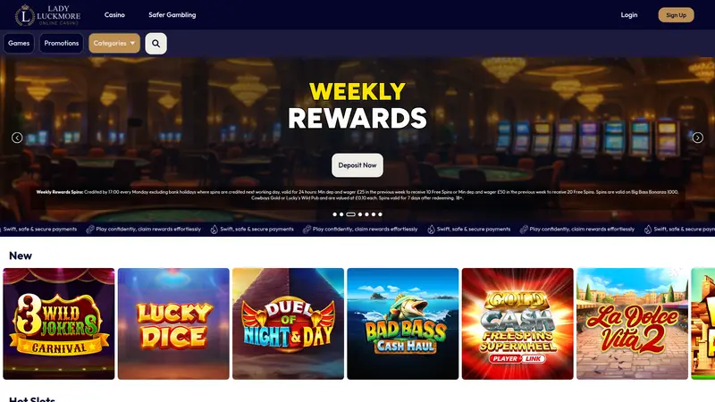 Lady Luck More - homepage (desktop)