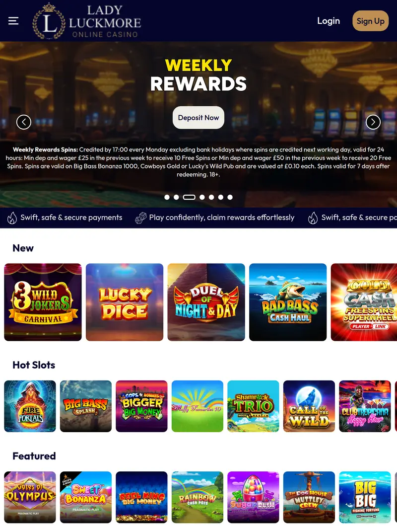 Lady Luck More - homepage (tablet)