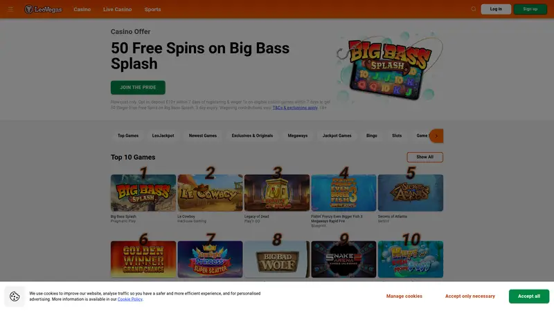 Leo Vegas - homepage (desktop)