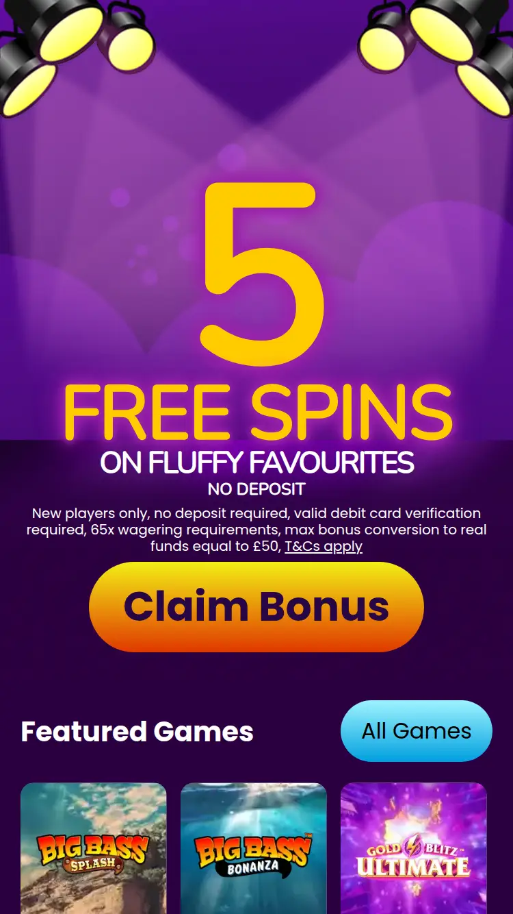 Lights Camera Bingo - homepage (mobile)