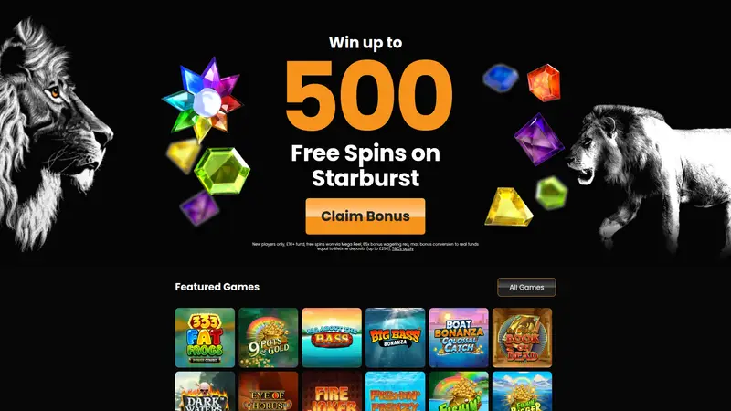 Lion Wins - homepage (desktop)