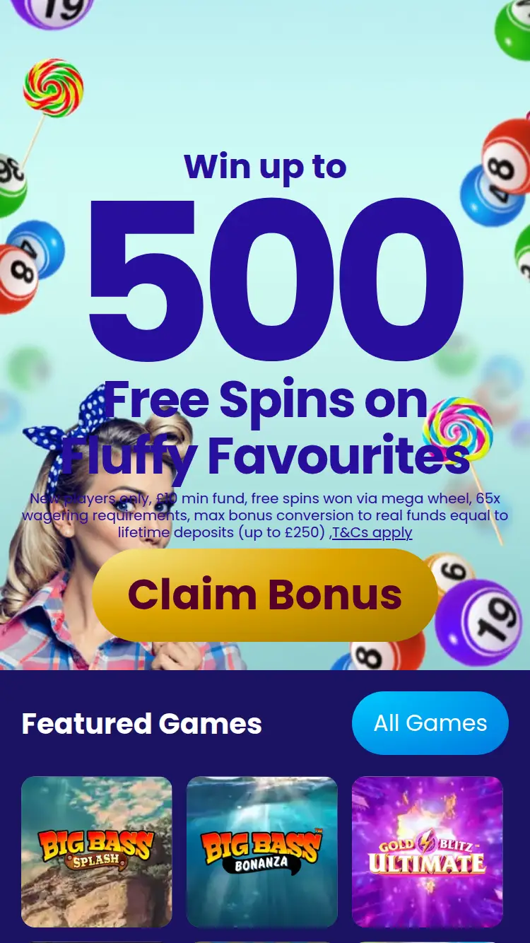 Lollipop Bingo - homepage (mobile)