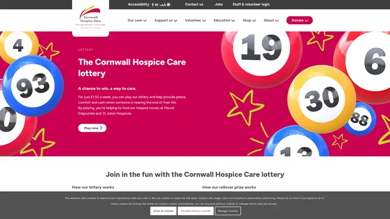 Lottery.cornwallhospicecare - homepage (desktop)