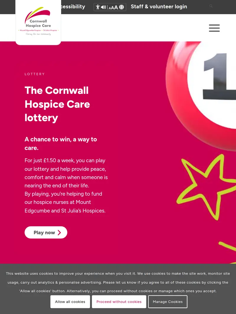 Lottery.cornwallhospicecare - homepage (tablet)