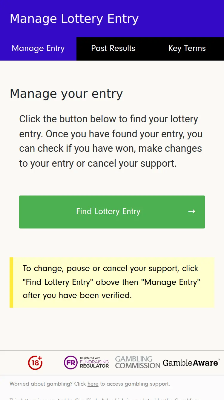 DONR Lottery - homepage (mobile)