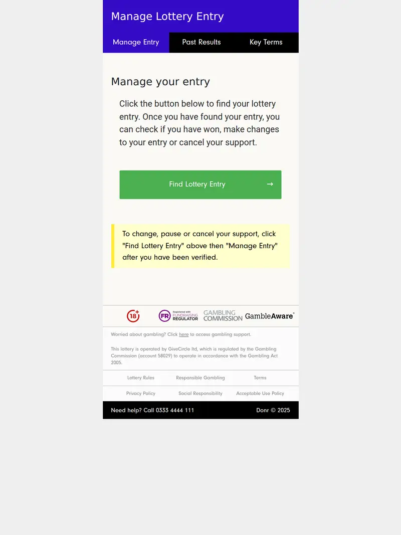 DONR Lottery - homepage (tablet)