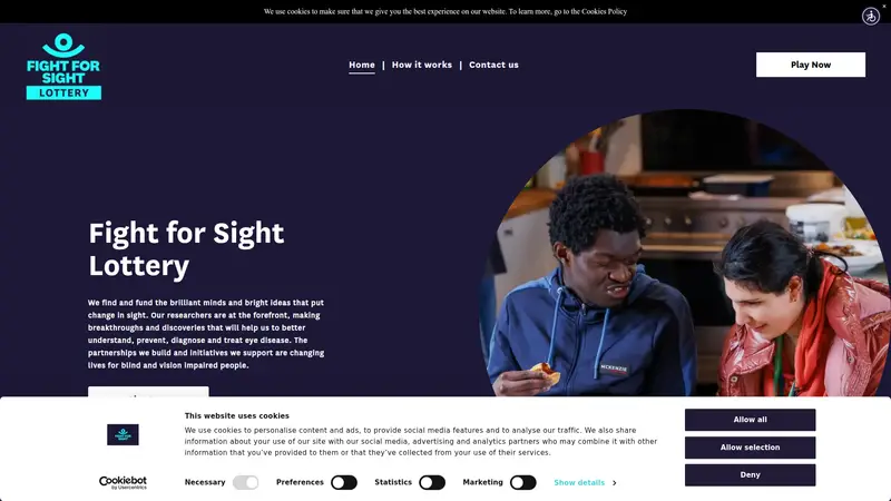 Fight for Sight Lottery - homepage (desktop)