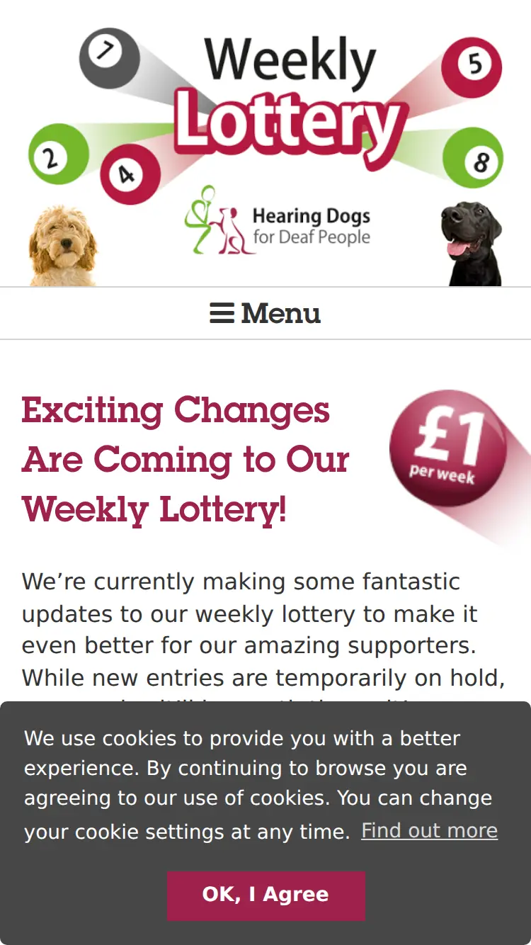 Lottery.hearingdogs - homepage (mobile)